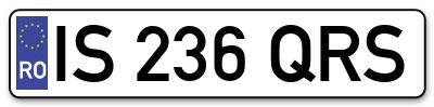 Placuta inmatriculare numar auto  IS-236-QRS, IS 236 QRS, IS236QRS