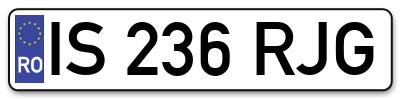 Placuta inmatriculare numar auto  IS-236-RJG, IS 236 RJG, IS236RJG