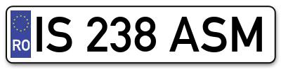 Placuta inmatriculare numar auto  IS-238-ASM, IS 238 ASM, IS238ASM
