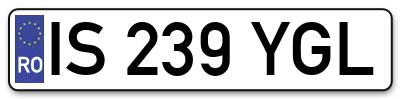 Placuta inmatriculare numar auto  IS-239-YGL, IS 239 YGL, IS239YGL