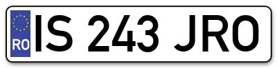 Placuta inmatriculare numar auto  IS-243-JRO, IS 243 JRO, IS243JRO
