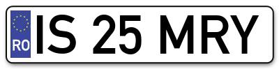 Placuta inmatriculare numar auto  IS-25-MRY, IS 25 MRY, IS25MRY