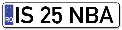 Placuta inmatriculare numar auto  IS-25-NBA, IS 25 NBA, IS25NBA