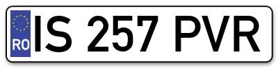Placuta inmatriculare numar auto  IS-257-PVR, IS 257 PVR, IS257PVR