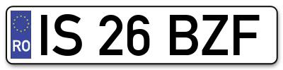 Placuta inmatriculare numar auto  IS-26-BZF, IS 26 BZF, IS26BZF