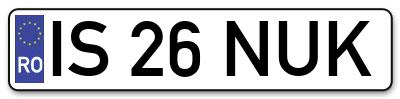 Placuta inmatriculare numar auto  IS-26-NUK, IS 26 NUK, IS26NUK