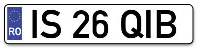 Placuta inmatriculare numar auto  IS-26-QIB, IS 26 QIB, IS26QIB