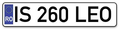 Placuta inmatriculare numar auto  IS-260-LEO, IS 260 LEO, IS260LEO