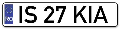 Placuta inmatriculare numar auto  IS-27-KIA, IS 27 KIA, IS27KIA