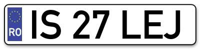 Placuta inmatriculare numar auto  IS-27-LEJ, IS 27 LEJ, IS27LEJ