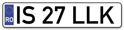 Placuta inmatriculare numar auto  IS-27-LLK, IS 27 LLK, IS27LLK