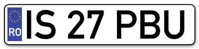 Placuta inmatriculare numar auto  IS-27-PBU, IS 27 PBU, IS27PBU