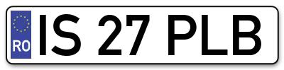 Placuta inmatriculare numar auto  IS-27-PLB, IS 27 PLB, IS27PLB