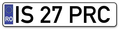 Placuta inmatriculare numar auto  IS-27-PRC, IS 27 PRC, IS27PRC