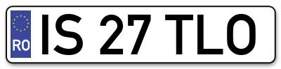 Placuta inmatriculare numar auto  IS-27-TLO, IS 27 TLO, IS27TLO