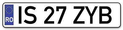 Placuta inmatriculare numar auto  IS-27-ZYB, IS 27 ZYB, IS27ZYB