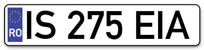 Placuta inmatriculare numar auto  IS-275-EIA, IS 275 EIA, IS275EIA