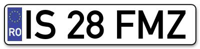 Placuta inmatriculare numar auto  IS-28-FMZ, IS 28 FMZ, IS28FMZ