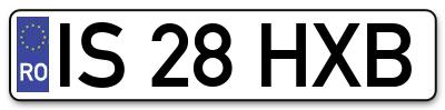 Placuta inmatriculare numar auto  IS-28-HXB, IS 28 HXB, IS28HXB