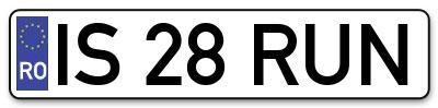 Placuta inmatriculare numar auto  IS-28-RUN, IS 28 RUN, IS28RUN