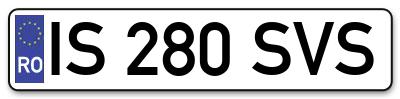Placuta inmatriculare numar auto  IS-280-SVS, IS 280 SVS, IS280SVS