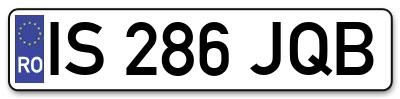 Placuta inmatriculare numar auto  IS-286-JQB, IS 286 JQB, IS286JQB