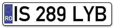 Placuta inmatriculare numar auto  IS-289-LYB, IS 289 LYB, IS289LYB