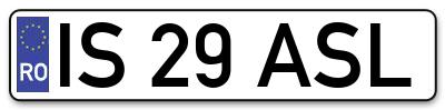 Placuta inmatriculare numar auto  IS-29-ASL, IS 29 ASL, IS29ASL