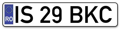 Placuta inmatriculare numar auto  IS-29-BKC, IS 29 BKC, IS29BKC