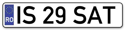 Placuta inmatriculare numar auto  IS-29-SAT, IS 29 SAT, IS29SAT