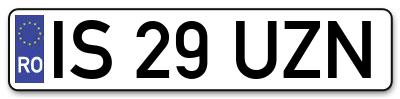Placuta inmatriculare numar auto  IS-29-UZN, IS 29 UZN, IS29UZN
