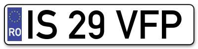 Placuta inmatriculare numar auto  IS-29-VFP, IS 29 VFP, IS29VFP