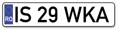 Placuta inmatriculare numar auto  IS-29-WKA, IS 29 WKA, IS29WKA