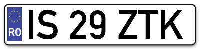 Placuta inmatriculare numar auto  IS-29-ZTK, IS 29 ZTK, IS29ZTK