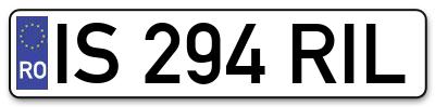 Placuta inmatriculare numar auto  IS-294-RIL, IS 294 RIL, IS294RIL