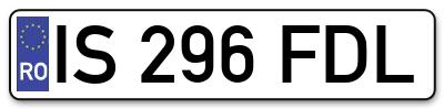 Placuta inmatriculare numar auto  IS-296-FDL, IS 296 FDL, IS296FDL