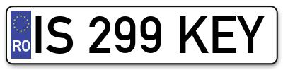 Placuta inmatriculare numar auto  IS-299-KEY, IS 299 KEY, IS299KEY