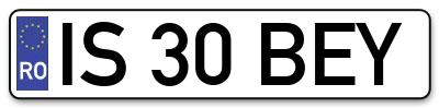 Placuta inmatriculare numar auto  IS-30-BEY, IS 30 BEY, IS30BEY
