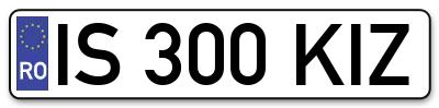 Placuta inmatriculare numar auto  IS-300-KIZ, IS 300 KIZ, IS300KIZ
