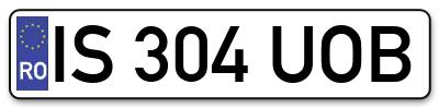 Placuta inmatriculare numar auto  IS-304-UOB, IS 304 UOB, IS304UOB
