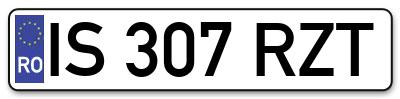 Placuta inmatriculare numar auto  IS-307-RZT, IS 307 RZT, IS307RZT