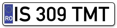 Placuta inmatriculare numar auto  IS-309-TMT, IS 309 TMT, IS309TMT