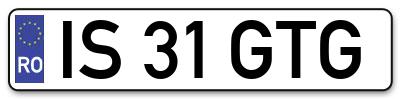 Placuta inmatriculare numar auto  IS-31-GTG, IS 31 GTG, IS31GTG