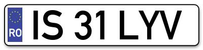 Placuta inmatriculare numar auto  IS-31-LYV, IS 31 LYV, IS31LYV