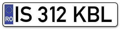 Placuta inmatriculare numar auto  IS-312-KBL, IS 312 KBL, IS312KBL