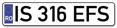 Placuta inmatriculare numar auto  IS-316-EFS, IS 316 EFS, IS316EFS