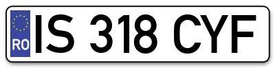 Placuta inmatriculare numar auto  IS-318-CYF, IS 318 CYF, IS318CYF