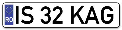 Placuta inmatriculare numar auto  IS-32-KAG, IS 32 KAG, IS32KAG