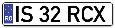 Placuta inmatriculare numar auto  IS-32-RCX, IS 32 RCX, IS32RCX