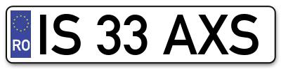 Placuta inmatriculare numar auto  IS-33-AXS, IS 33 AXS, IS33AXS